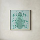 Playful Bugs I by Cheryl Warrick. Shown in a natural wood glass frame for a timeless modern aesthetic. Available as an archival giclee rolled canvas, fine art paper, or poster print. SKU 102954a.