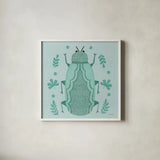 Playful Bugs I by Cheryl Warrick. Shown in a crisp white glass frame for a clean and minimalist style. Available as an archival giclee rolled canvas, fine art paper, or poster print. SKU 102954a.