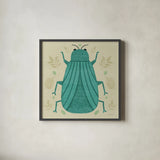 Playful Bugs II by Cheryl Warrick. Shown in a sleek black glass frame for a contemporary gallery look. Available as an archival giclee rolled canvas, fine art paper, or poster print. SKU 102955a.