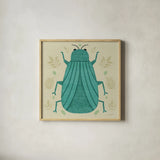 Playful Bugs II by Cheryl Warrick. Shown in a natural wood glass frame for a timeless modern aesthetic. Available as an archival giclee rolled canvas, fine art paper, or poster print. SKU 102955a.