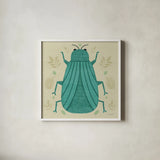 Playful Bugs II by Cheryl Warrick. Shown in a crisp white glass frame for a clean and minimalist style. Available as an archival giclee rolled canvas, fine art paper, or poster print. SKU 102955a.
