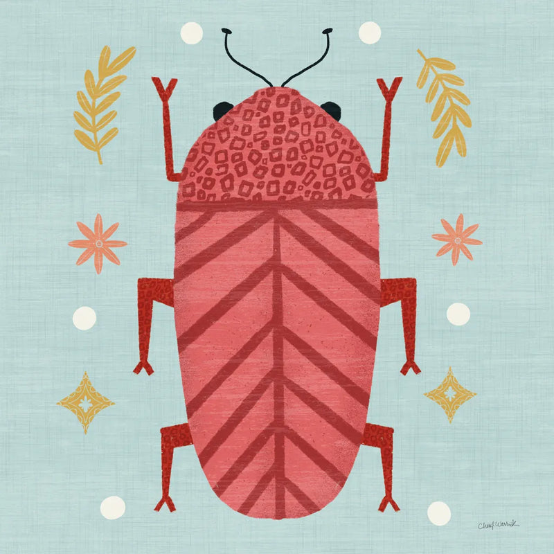 Playful Bugs III by Cheryl Warrick. SKU 102956a. Archival Giclee Fine art print for wall decor.