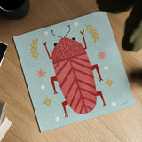 Playful Bugs III by Cheryl Warrick. Shown as a detailed flat fine art print, highlighting archival giclee quality. Available as an archival giclee rolled canvas, fine art paper, or poster print. SKU 102956a.