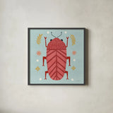 Playful Bugs III by Cheryl Warrick. Shown in a sleek black glass frame for a contemporary gallery look. Available as an archival giclee rolled canvas, fine art paper, or poster print. SKU 102956a.