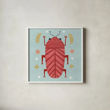 Playful Bugs III by Cheryl Warrick. Shown in a crisp white glass frame for a clean and minimalist style. Available as an archival giclee rolled canvas, fine art paper, or poster print. SKU 102956a.