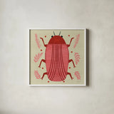 Playful Bugs IV by Cheryl Warrick. Shown in a crisp white glass frame for a clean and minimalist style. Available as an archival giclee rolled canvas, fine art paper, or poster print. SKU 102957a.