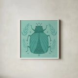 Playful Bugs V by Cheryl Warrick. Shown in a crisp white glass frame for a clean and minimalist style. Available as an archival giclee rolled canvas, fine art paper, or poster print. SKU 102958a.