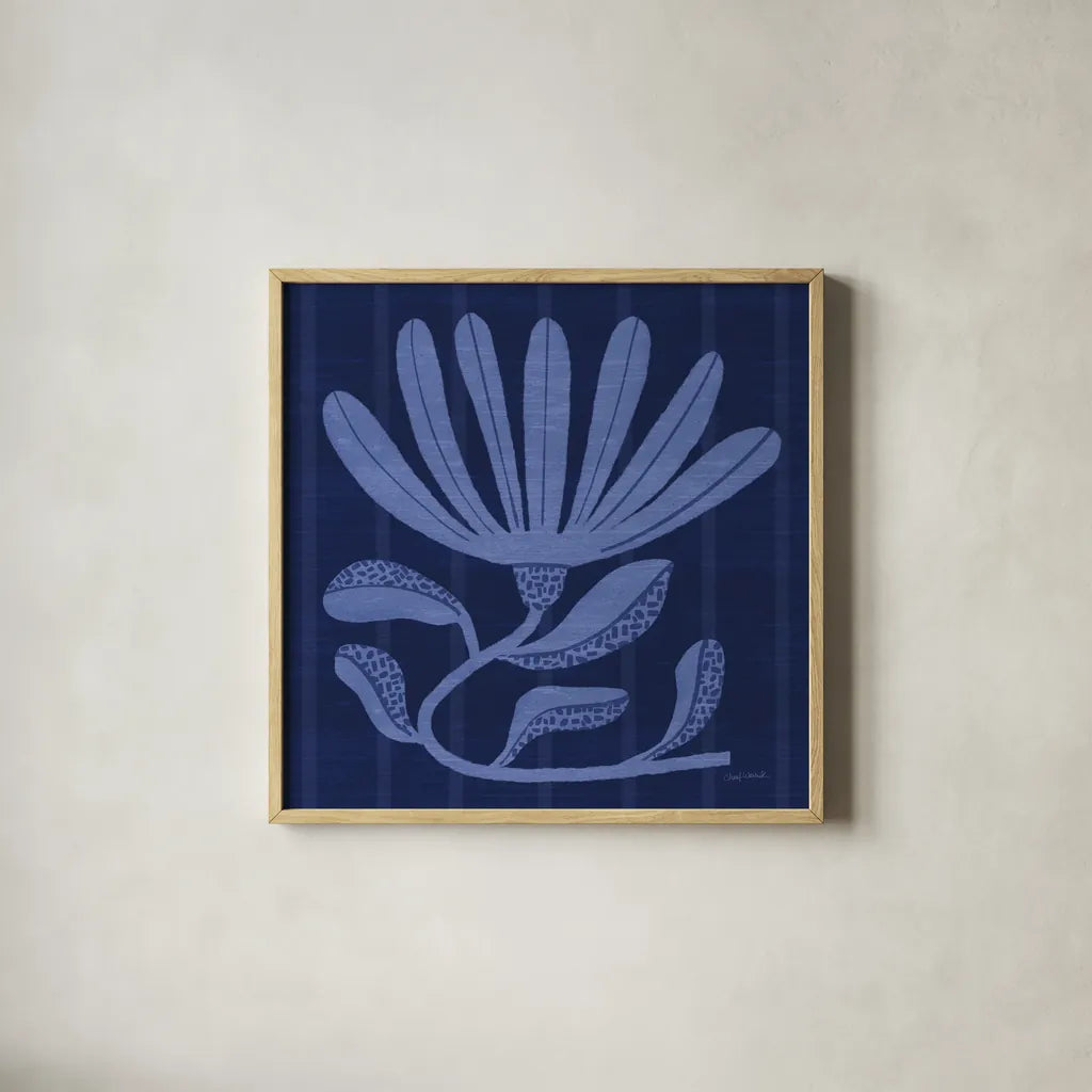 Playful Petals I by Cheryl Warrick. Shown in a natural wood glass frame for a timeless modern aesthetic. Available as an archival giclee rolled canvas, fine art paper, or poster print. SKU 102944a.