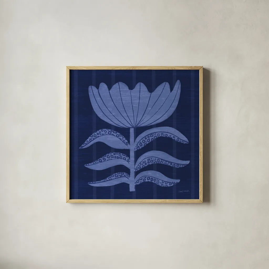 Playful Petals III by Cheryl Warrick. Shown in a natural wood glass frame for a timeless modern aesthetic. Available as an archival giclee rolled canvas, fine art paper, or poster print. SKU 102946a.