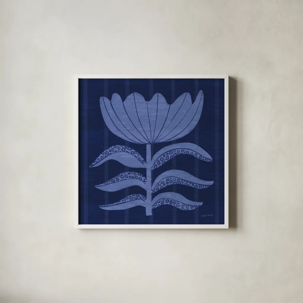 Playful Petals III by Cheryl Warrick. Shown in a crisp white glass frame for a clean and minimalist style. Available as an archival giclee rolled canvas, fine art paper, or poster print. SKU 102946a.