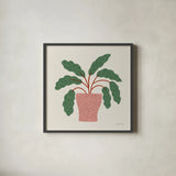 Potted Plants I by Cheryl Warrick. Shown in a sleek black glass frame for a contemporary gallery look. Available as an archival giclee rolled canvas, fine art paper, or poster print. SKU 102638a.