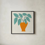 Potted Plants II by Cheryl Warrick. Shown in a sleek black glass frame for a contemporary gallery look. Available as an archival giclee rolled canvas, fine art paper, or poster print. SKU 102639a.