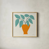 Potted Plants II by Cheryl Warrick. Shown in a natural wood glass frame for a timeless modern aesthetic. Available as an archival giclee rolled canvas, fine art paper, or poster print. SKU 102639a.