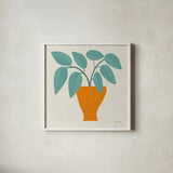 Potted Plants II by Cheryl Warrick. Shown in a crisp white glass frame for a clean and minimalist style. Available as an archival giclee rolled canvas, fine art paper, or poster print. SKU 102639a.