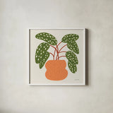 Potted Plants III by Cheryl Warrick. Shown in a crisp white glass frame for a clean and minimalist style. Available as an archival giclee rolled canvas, fine art paper, or poster print. SKU 102640a.