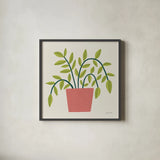 Potted Plants IV by Cheryl Warrick. Shown in a sleek black glass frame for a contemporary gallery look. Available as an archival giclee rolled canvas, fine art paper, or poster print. SKU 102641a.