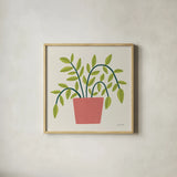 Potted Plants IV by Cheryl Warrick. Shown in a natural wood glass frame for a timeless modern aesthetic. Available as an archival giclee rolled canvas, fine art paper, or poster print. SKU 102641a.
