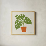 Potted Plants V by Cheryl Warrick. Shown in a natural wood glass frame for a timeless modern aesthetic. Available as an archival giclee rolled canvas, fine art paper, or poster print. SKU 102642a.