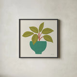 Potted Plants VIII by Cheryl Warrick. Shown in a sleek black glass frame for a contemporary gallery look. Available as an archival giclee rolled canvas, fine art paper, or poster print. SKU 102645a.