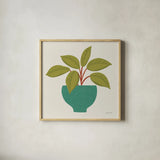 Potted Plants VIII by Cheryl Warrick. Shown in a natural wood glass frame for a timeless modern aesthetic. Available as an archival giclee rolled canvas, fine art paper, or poster print. SKU 102645a.