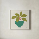 Potted Plants VIII by Cheryl Warrick. Shown in a crisp white glass frame for a clean and minimalist style. Available as an archival giclee rolled canvas, fine art paper, or poster print. SKU 102645a.
