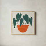 Potted Plants X by Cheryl Warrick. Shown in a natural wood glass frame for a timeless modern aesthetic. Available as an archival giclee rolled canvas, fine art paper, or poster print. SKU 102647a.