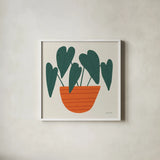 Potted Plants X by Cheryl Warrick. Shown in a crisp white glass frame for a clean and minimalist style. Available as an archival giclee rolled canvas, fine art paper, or poster print. SKU 102647a.