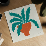Potted Plants XII by Cheryl Warrick. Shown as a detailed flat fine art print, highlighting archival giclee quality. Available as an archival giclee rolled canvas, fine art paper, or poster print. SKU 102649a.