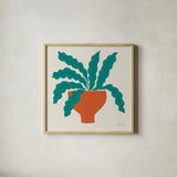 Potted Plants XII by Cheryl Warrick. Shown in a natural wood glass frame for a timeless modern aesthetic. Available as an archival giclee rolled canvas, fine art paper, or poster print. SKU 102649a.