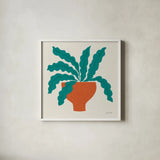 Potted Plants XII by Cheryl Warrick. Shown in a crisp white glass frame for a clean and minimalist style. Available as an archival giclee rolled canvas, fine art paper, or poster print. SKU 102649a.