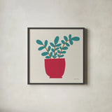 Potted Plants XIII by Cheryl Warrick. Shown in a sleek black glass frame for a contemporary gallery look. Available as an archival giclee rolled canvas, fine art paper, or poster print. SKU 102650a.