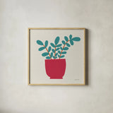 Potted Plants XIII by Cheryl Warrick. Shown in a natural wood glass frame for a timeless modern aesthetic. Available as an archival giclee rolled canvas, fine art paper, or poster print. SKU 102650a.