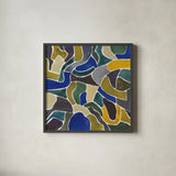 Puzzled I by Cheryl Warrick. Shown in a sleek black glass frame for a contemporary gallery look. Available as an archival giclee rolled canvas, fine art paper, or poster print. SKU 103263a.