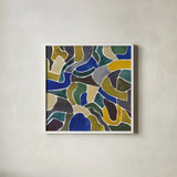 Puzzled I by Cheryl Warrick. Shown in a crisp white glass frame for a clean and minimalist style. Available as an archival giclee rolled canvas, fine art paper, or poster print. SKU 103263a.