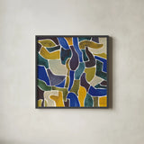 Puzzled II by Cheryl Warrick. Shown in a sleek black glass frame for a contemporary gallery look. Available as an archival giclee rolled canvas, fine art paper, or poster print. SKU 103264a.