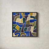 Puzzled IV by Cheryl Warrick. Shown in a sleek black glass frame for a contemporary gallery look. Available as an archival giclee rolled canvas, fine art paper, or poster print. SKU 103266a.