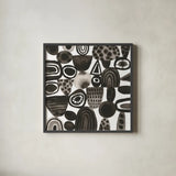 Quirky I by Cheryl Warrick. Shown in a sleek black glass frame for a contemporary gallery look. Available as an archival giclee rolled canvas, fine art paper, or poster print. SKU 86956a.