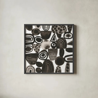 Quirky I by Cheryl Warrick. Shown in a sleek black glass frame for a contemporary gallery look. Available as an archival giclee rolled canvas, fine art paper, or poster print. SKU 86956a.