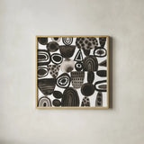 Quirky I by Cheryl Warrick. Shown in a natural wood glass frame for a timeless modern aesthetic. Available as an archival giclee rolled canvas, fine art paper, or poster print. SKU 86956a.
