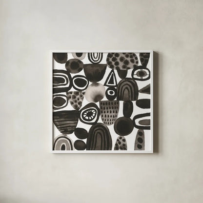 Quirky I by Cheryl Warrick. Shown in a crisp white glass frame for a clean and minimalist style. Available as an archival giclee rolled canvas, fine art paper, or poster print. SKU 86956a.