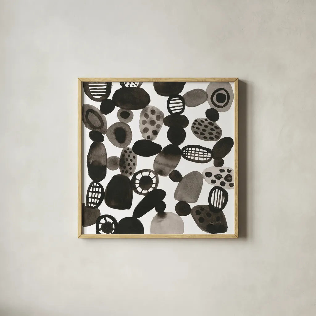 Quirky II by Cheryl Warrick. Shown in a natural wood glass frame for a timeless modern aesthetic. Available as an archival giclee rolled canvas, fine art paper, or poster print. SKU 86957a.