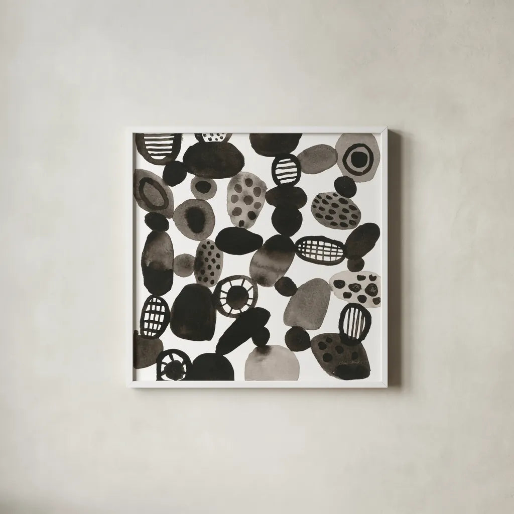 Quirky II by Cheryl Warrick. Shown in a crisp white glass frame for a clean and minimalist style. Available as an archival giclee rolled canvas, fine art paper, or poster print. SKU 86957a.