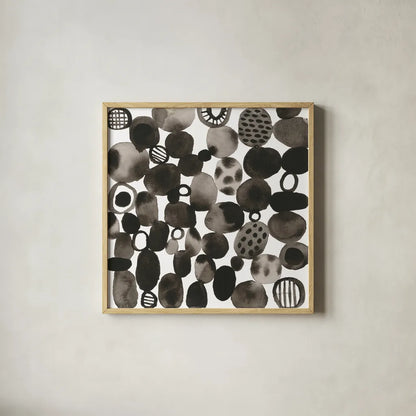 Quirky III by Cheryl Warrick. Shown in a natural wood glass frame for a timeless modern aesthetic. Available as an archival giclee rolled canvas, fine art paper, or poster print. SKU 86958a.