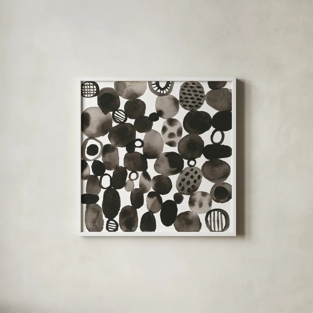 Quirky III by Cheryl Warrick. Shown in a crisp white glass frame for a clean and minimalist style. Available as an archival giclee rolled canvas, fine art paper, or poster print. SKU 86958a.