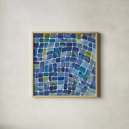 Sea Glass I by Cheryl Warrick. Shown in a natural wood glass frame for a timeless modern aesthetic. Available as an archival giclee rolled canvas, fine art paper, or poster print. SKU 84791a.