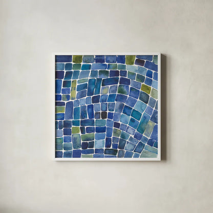 Sea Glass I by Cheryl Warrick. Shown in a crisp white glass frame for a clean and minimalist style. Available as an archival giclee rolled canvas, fine art paper, or poster print. SKU 84791a.