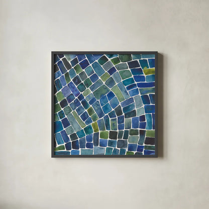 Sea Glass II by Cheryl Warrick. Shown in a sleek black glass frame for a contemporary gallery look. Available as an archival giclee rolled canvas, fine art paper, or poster print. SKU 84792a.