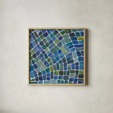 Sea Glass II by Cheryl Warrick. Shown in a natural wood glass frame for a timeless modern aesthetic. Available as an archival giclee rolled canvas, fine art paper, or poster print. SKU 84792a.