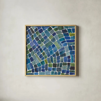 Sea Glass II by Cheryl Warrick. Shown in a natural wood glass frame for a timeless modern aesthetic. Available as an archival giclee rolled canvas, fine art paper, or poster print. SKU 84792a.
