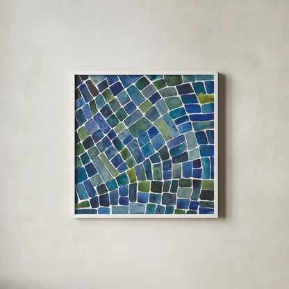 Sea Glass II by Cheryl Warrick. Shown in a crisp white glass frame for a clean and minimalist style. Available as an archival giclee rolled canvas, fine art paper, or poster print. SKU 84792a.